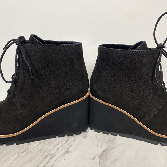 Eileen Fisher Alpine Black Wedge Lace Up Bootie 7 1/2 - Picture 8 of 13